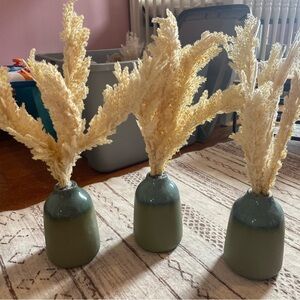 Set of 3 faux pampas farmhouse boho plant decor